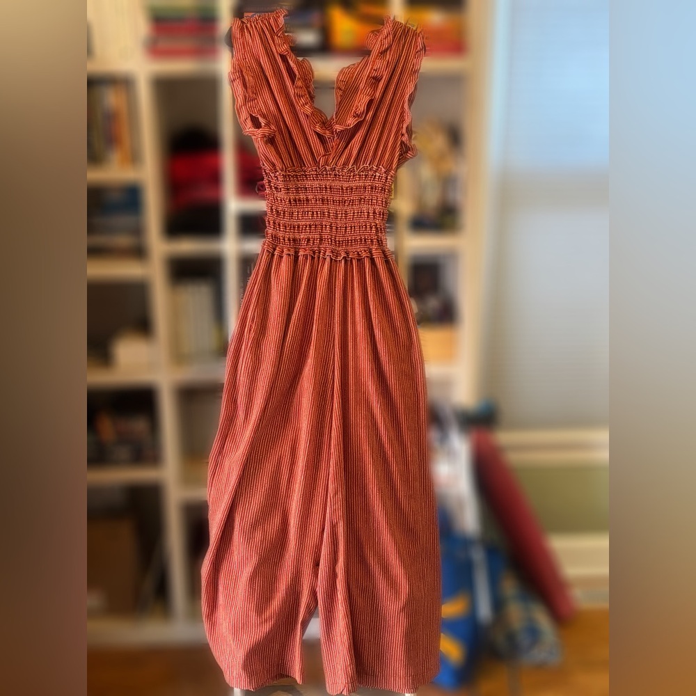 Max Studio Rust Smocked Maxi Dress